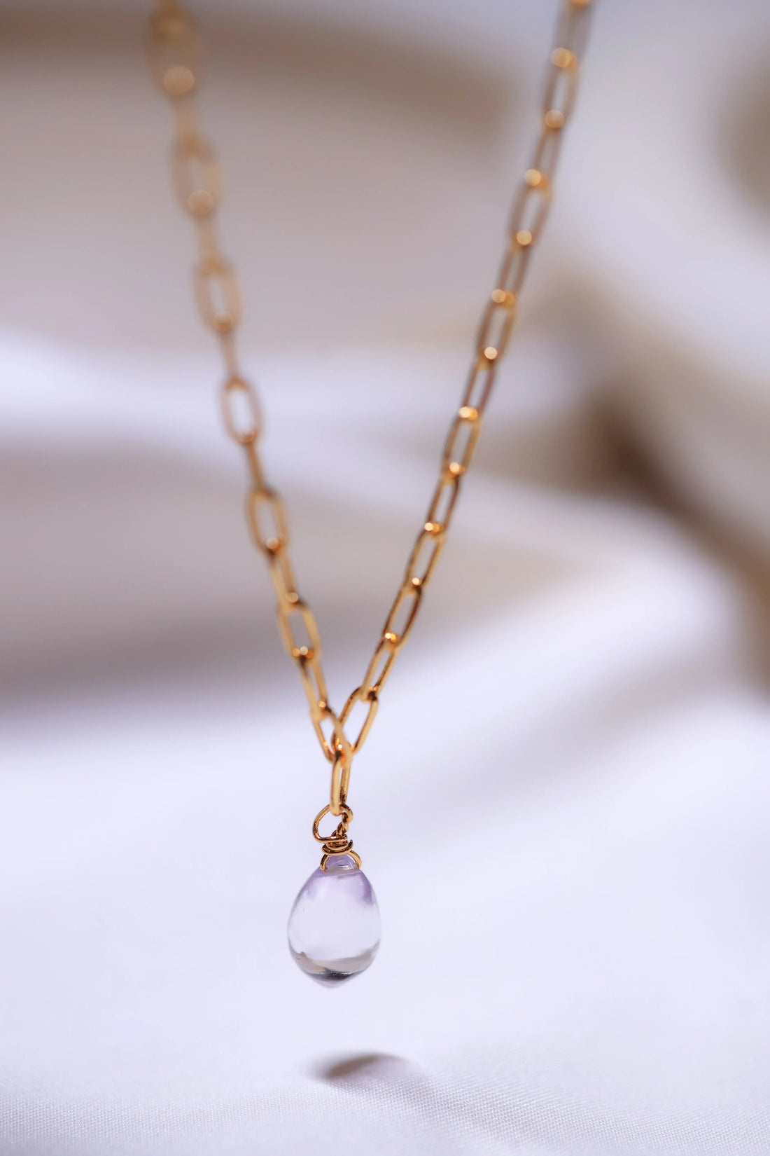 amethyst crystal pendant in 18 ct gold plating on BRASS and STERLING SILVER