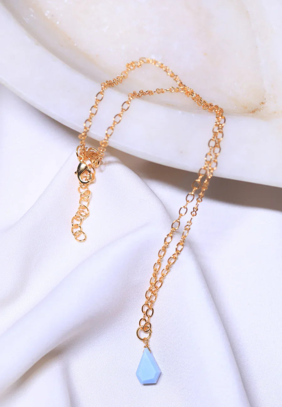 blue opal pendant with 18t gold plated jewellery for women