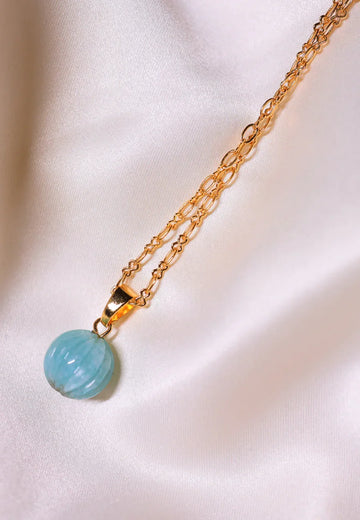 Amazonite melon crytal pendant in 18 ct old plated