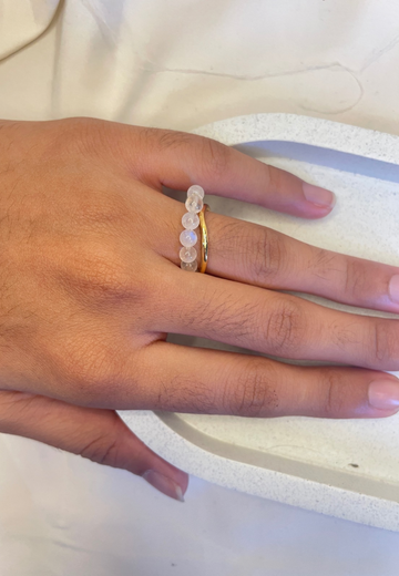 Moonstone bead ring, healing stone