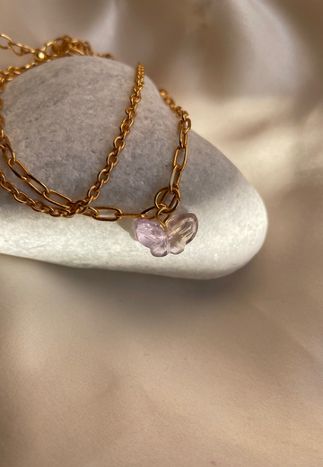 tanzanite charm double layered 18ct gold plated bracelet - helps in calming energy and reduce stress