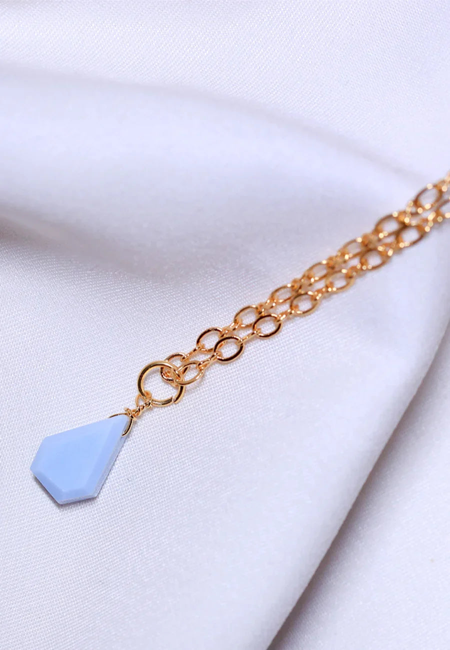 blue opal pendant with 18t gold plated jewellery for women