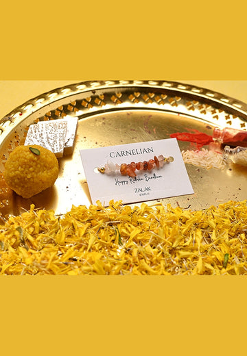 "Carnelian crystal Bhaiya Bhabhi Rakhi set for Raksha Bandhan 2025 –confidence & growth"