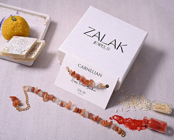 "Amethyst crystal Bhaiya Bhabhi Rakhi set for Raksha Bandhan 2025 – healing and protection"