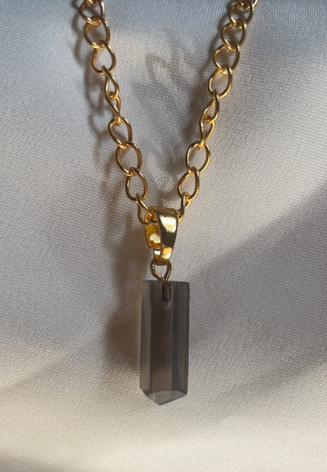 Smoky quartz Crystal pendant in 18ct gold plated Brass & 92.5 Sterling Silver helps in PROTECTING FROM NEGATIVE ENERGY