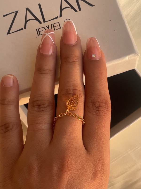 Leaf - Citrine adjustable Ring | dainty ring