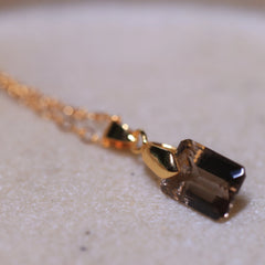 Smoky Quartz pendant Boxy /18CT gold plated /crystal jewellery