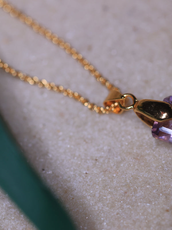 Ametrine Box pendant Crystal  for jewellery in 18ct gold plated on Brass and Sterling silver .This stone helps to Manifest luck and money altogether