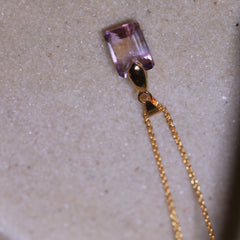 Ametrine Box pendant Crystal  for jewellery in 18ct gold plated on Brass and Sterling silver .This stone helps to Manifest luck and money altogether