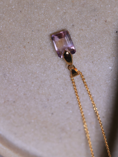 Ametrine Box pendant Crystal  for jewellery in 18ct gold plated on Brass and Sterling silver .This stone helps to Manifest luck and money altogether