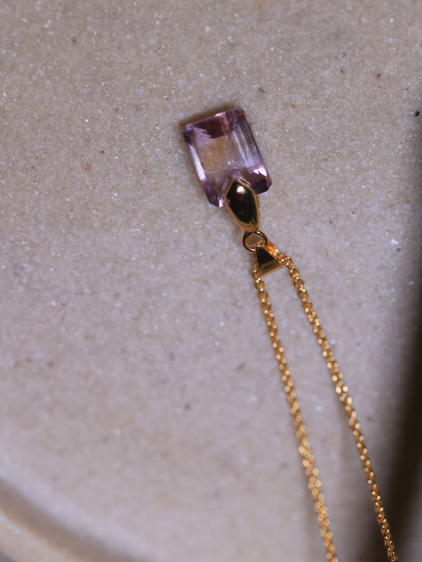 Ametrine Box pendant Crystal  for jewellery in 18ct gold plated on Brass and Sterling silver .This stone helps to Manifest luck and money altogether