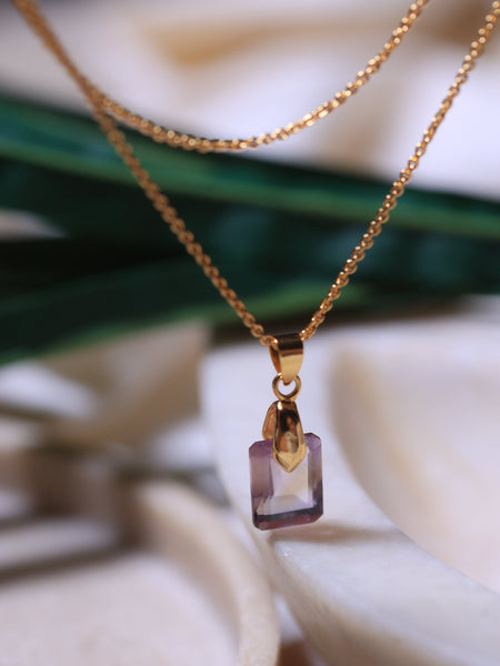 Ametrine Box pendant Crystal  for jewellery in 18ct gold plated on Brass and Sterling silver .This stone helps to Manifest luck and money altogether
