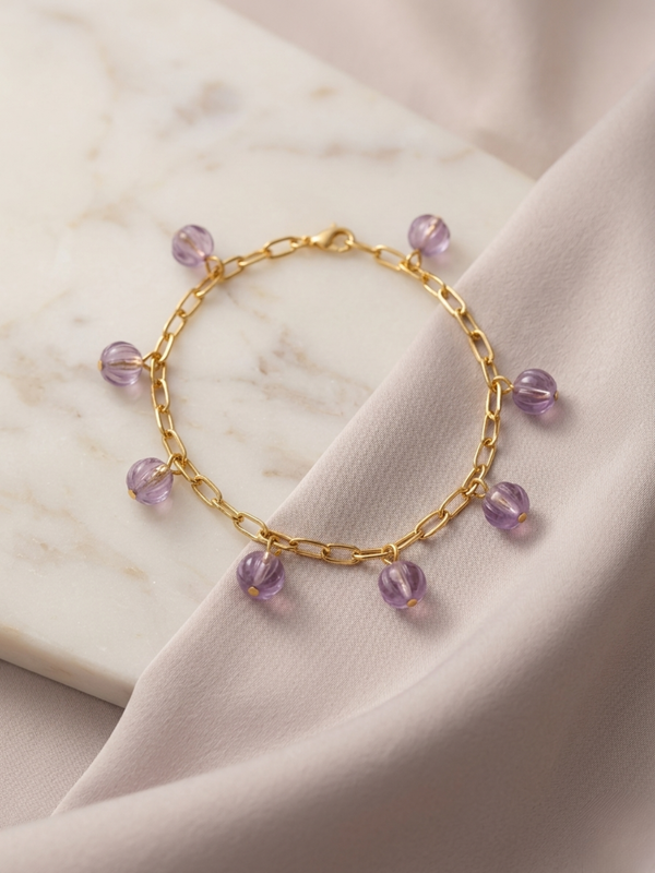 Amethyst  Charm Bracelet