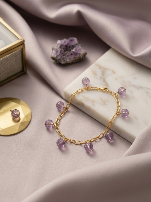 Amethyst  Charm Bracelet