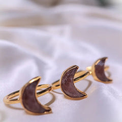 Crescent Peach Moonstone Ring