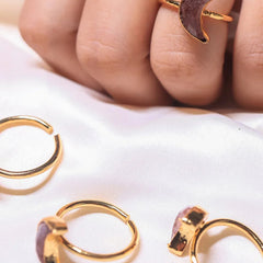 Crescent Peach Moonstone Ring