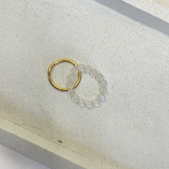 Moonstone bead ring, healing stone