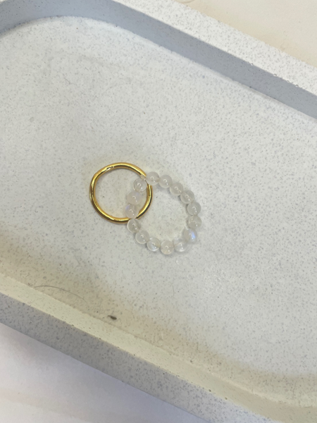 Moonstone bead ring, healing stone