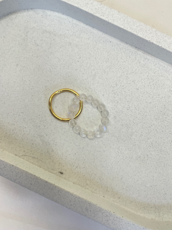 Moonstone bead ring, healing stone