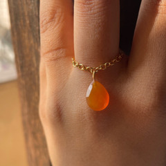 Leaf chain  adjustable Carnelian Ring | stone of confidence 