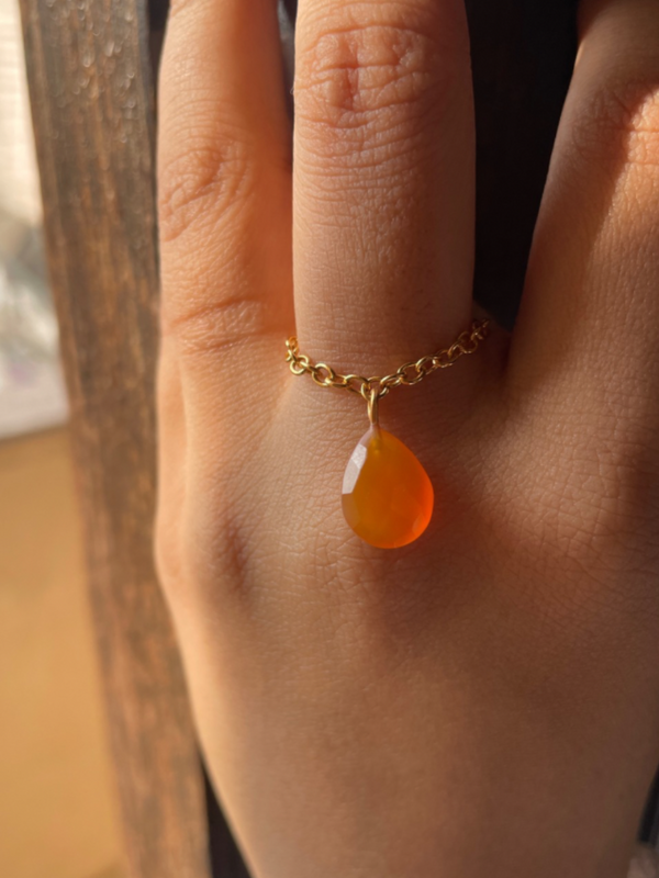 Leaf chain  adjustable Carnelian Ring | stone of confidence 
