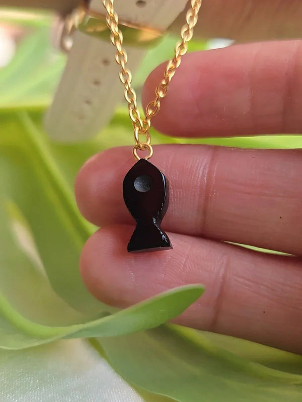 Black onyx watch charm