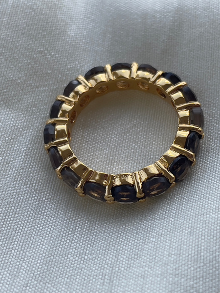  crystal Smoky quartz ring |18ct gold plating | crystal jewellery 