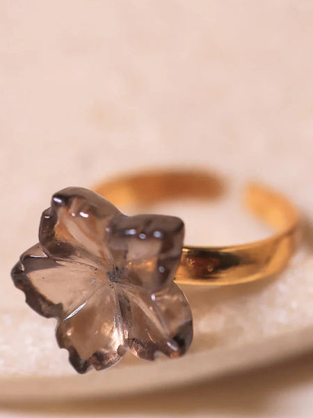  crystal Smoky quartz ring |18ct gold plating | crystal jewellery 