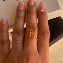 Leaf - Citrine adjustable Ring | dainty ring