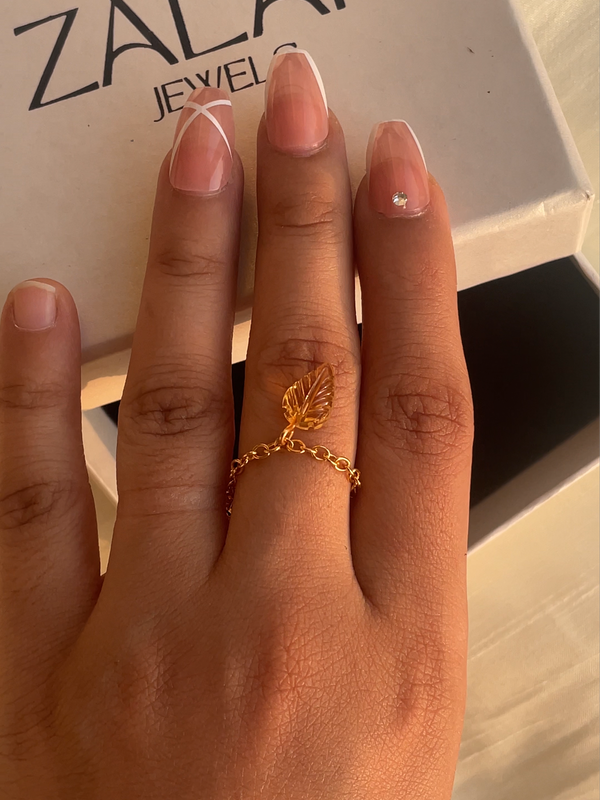 Leaf - Citrine adjustable Ring | dainty ring