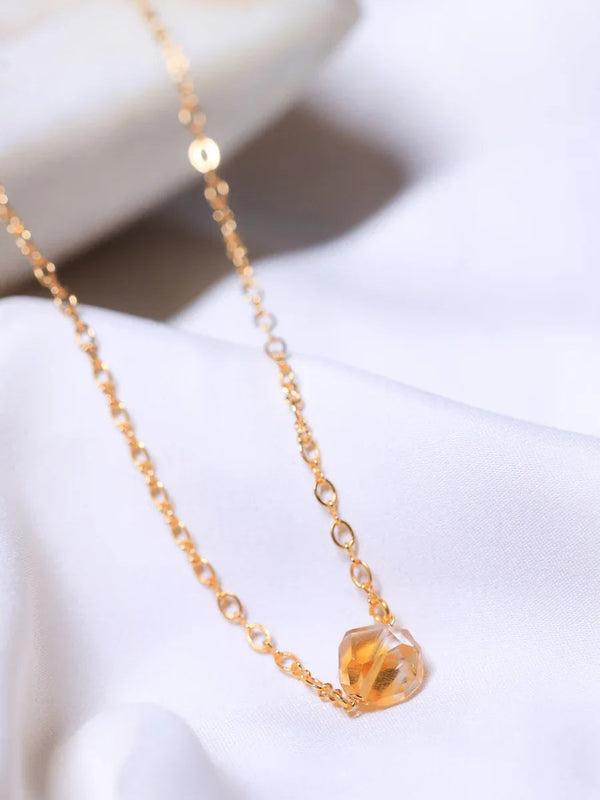 Citrine crystal pendant |18ct gold plating | crystal jewellery 