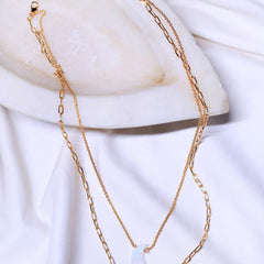 Crescent- Rainbow Moonstone Pendant double layered