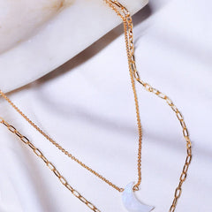 Crescent- Rainbow Moonstone Pendant double layered