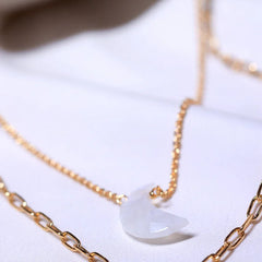 Crescent- Rainbow Moonstone Pendant double layered