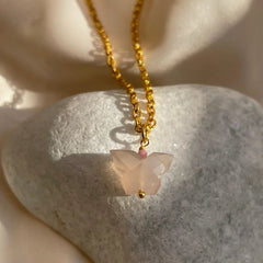 Rose quartz Butterfly pendant