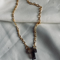 Crystal smoky quartz pendant | 18ct gold plating |crystal jewelry 