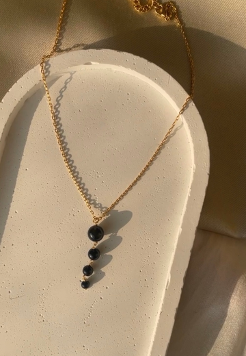 Black onyx caterpillar Necklace