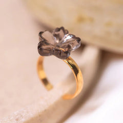  crystal Smoky quartz ring |18ct gold plating | crystal jewellery 
