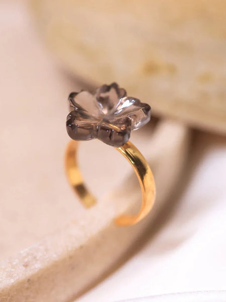  crystal Smoky quartz ring |18ct gold plating | crystal jewellery 