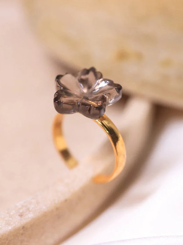  crystal Smoky quartz ring |18ct gold plating | crystal jewellery 