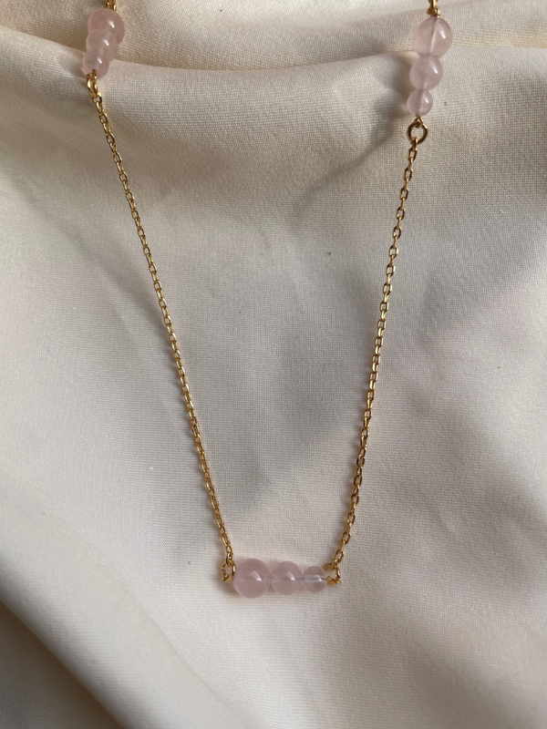 rose quartz jewelry | healing stone | chokar chain