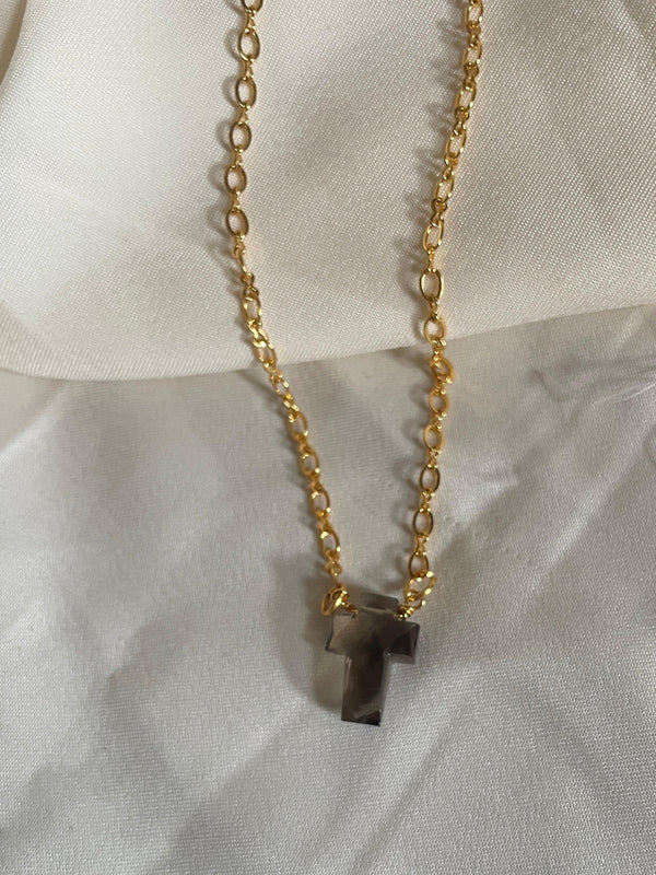 Crystal smoky quartz pendant | 18ct gold plating |crystal jewelry 