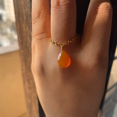 Leaf chain  adjustable Carnelian Ring | stone of confidence 