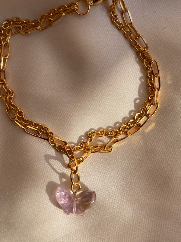 Butterfly Charm double layered Tanzanite   Bracelet