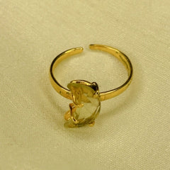 Crescent lemon quartz ring