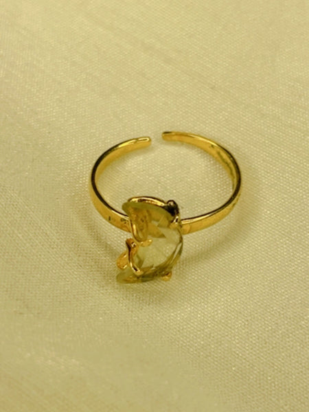 Crescent lemon quartz ring