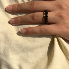 Black onyx beads ring | crystal ring