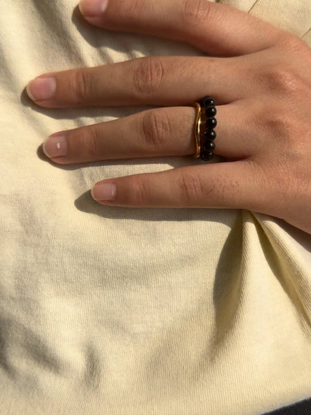 Black onyx beads ring | crystal ring