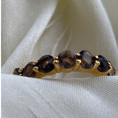  crystal Smoky quartz ring |18ct gold plating | crystal jewellery 