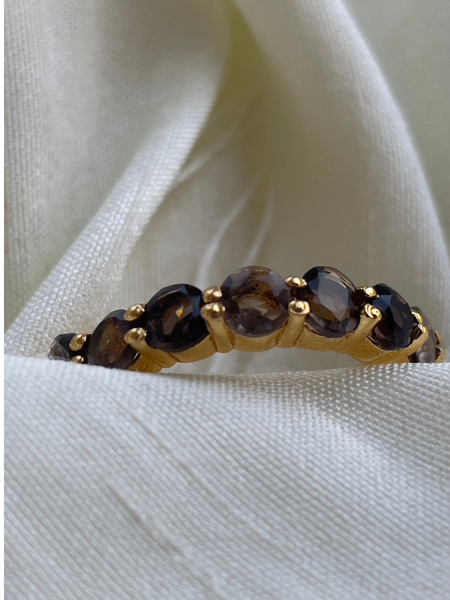  crystal Smoky quartz ring |18ct gold plating | crystal jewellery 